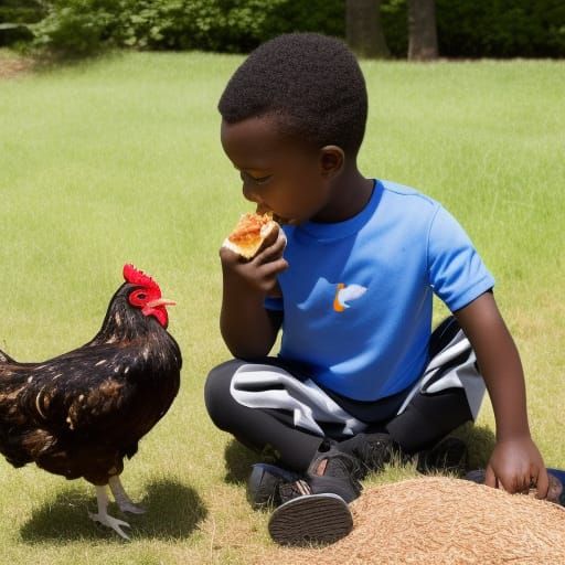 black boy eating chiken