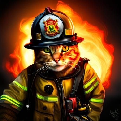 firefighting cat - AI Generated Artwork - NightCafe Creator