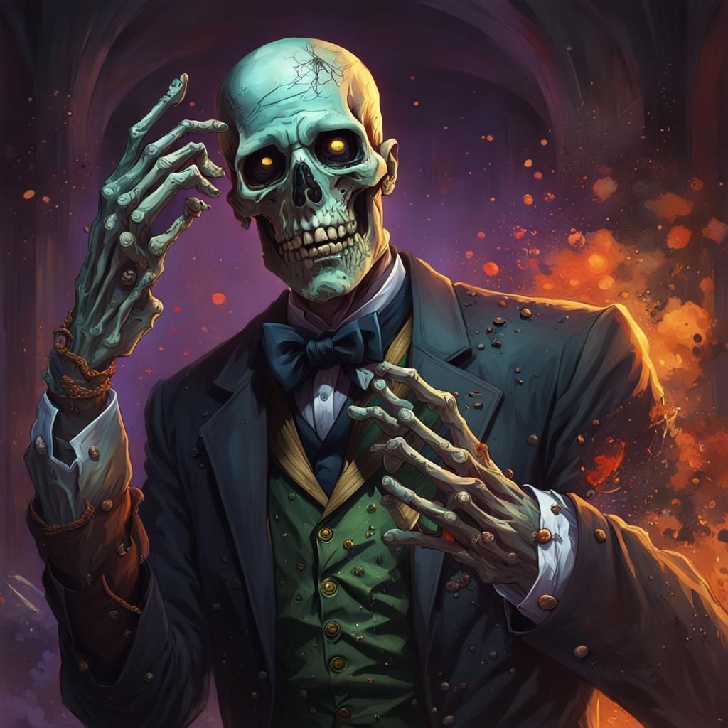 undeath, zombie, skeleton servant, dark fantasy, butler