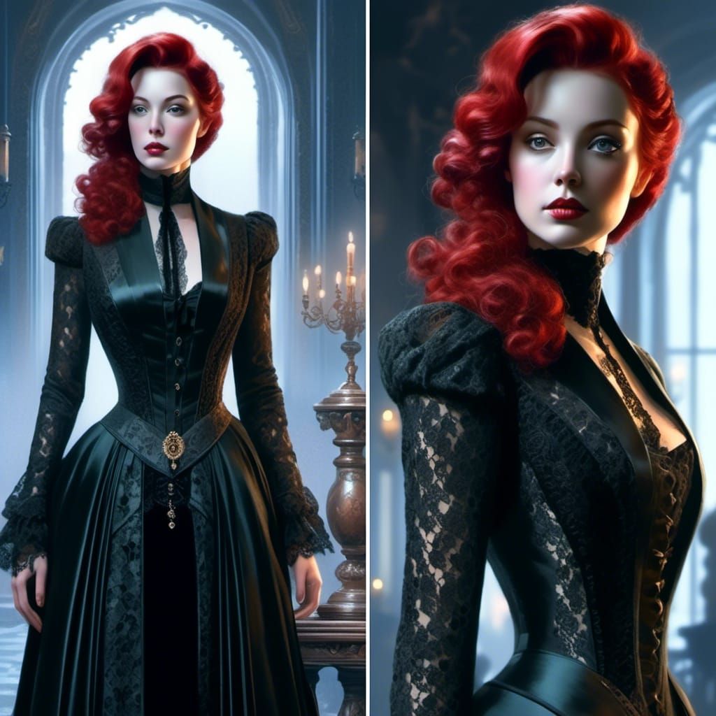 <lora:Soft:1.0> Lady covered in velvet and lace, long black ...