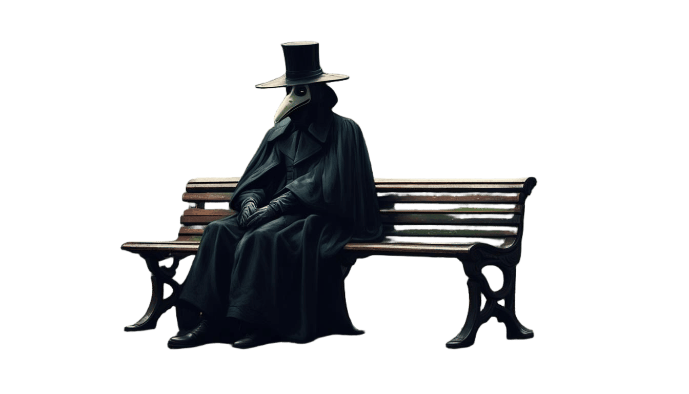 Plague Doctor's Rainy Day Melancholy: Matte Painting
