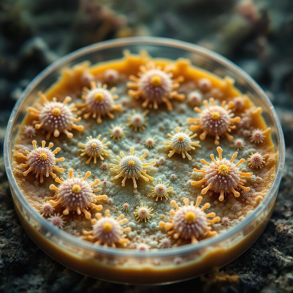 Microscopic Organisms in Biological Combat on Petri Dish