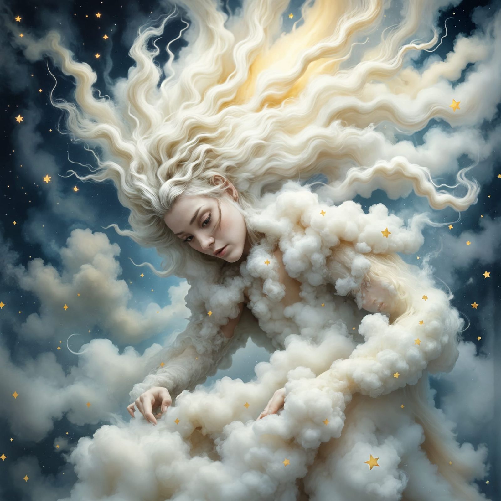 A Cloud giant's hair turning into clouds  by @Maxswell