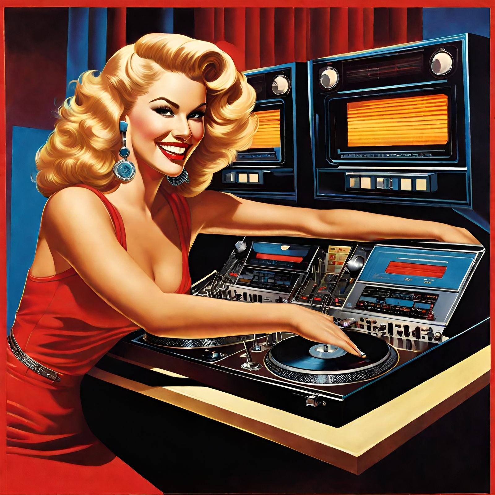 1961 Radio Pin-up🎙️❤️‍🔥🎧📀 *ENHANCED*