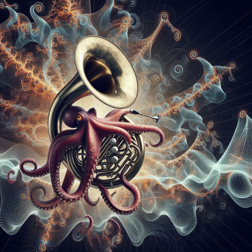 Octopus playing tuba