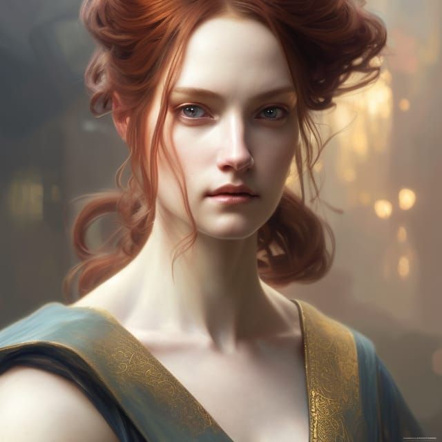 Jedi Lady, gorgeous detailed draped robes, long red hair and detailed ...