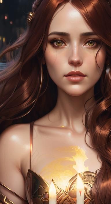 highly detailed portrait of a beautiful girl with long coppe...