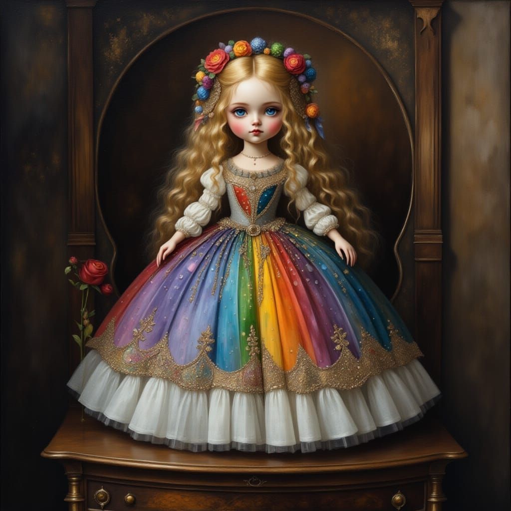 Doll for a child with rainbows in their heart