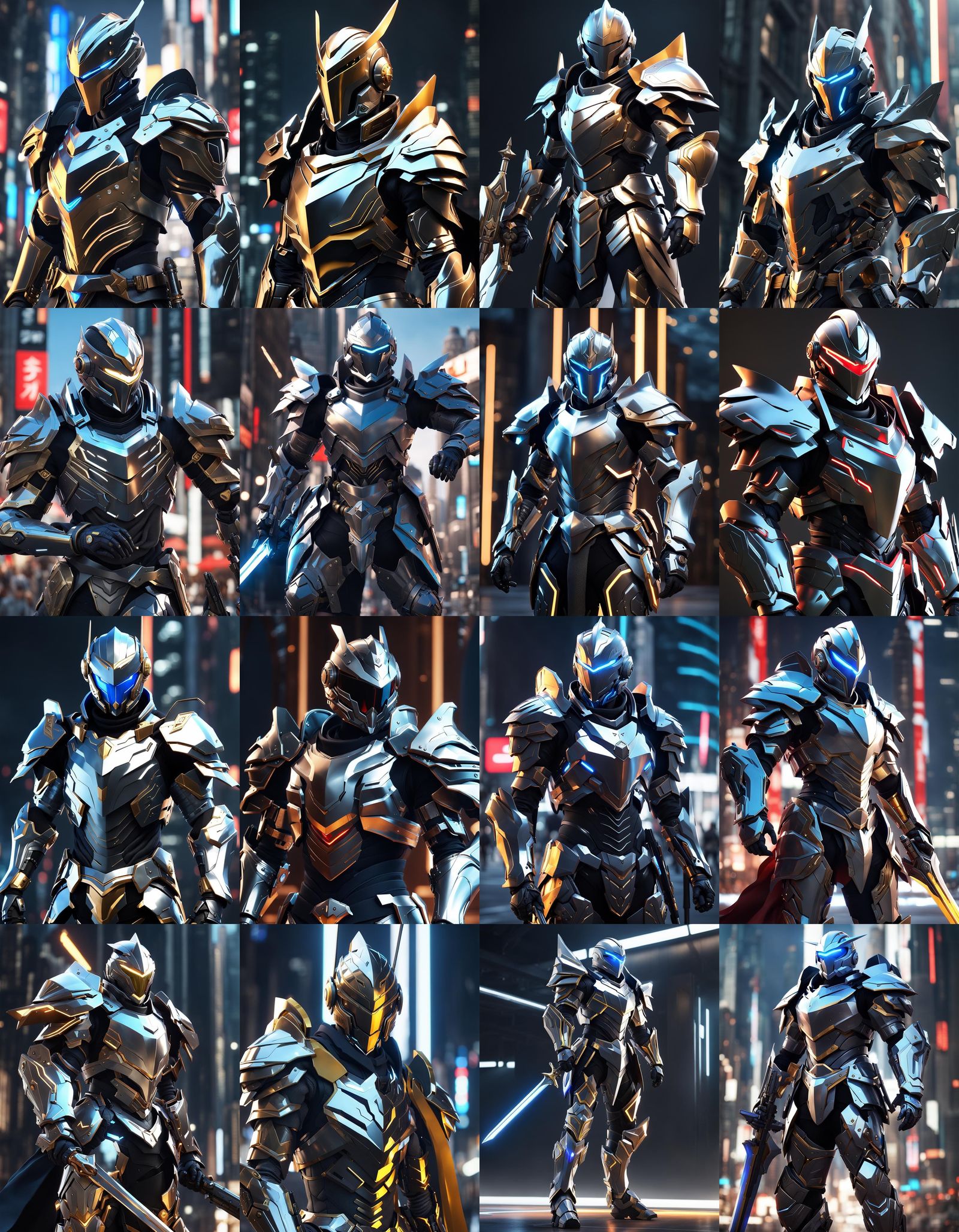 Futuristic knight in full armor