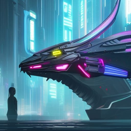 Cyberpunk Dragon AI Generated Artwork NightCafe Creator