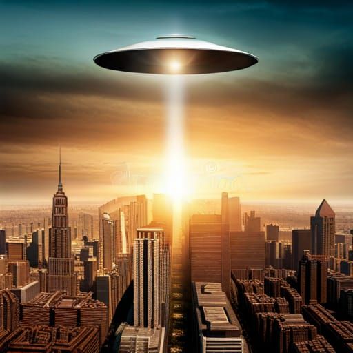 Extraterrestrial Aliens stepping out of a flying saucer UFO....