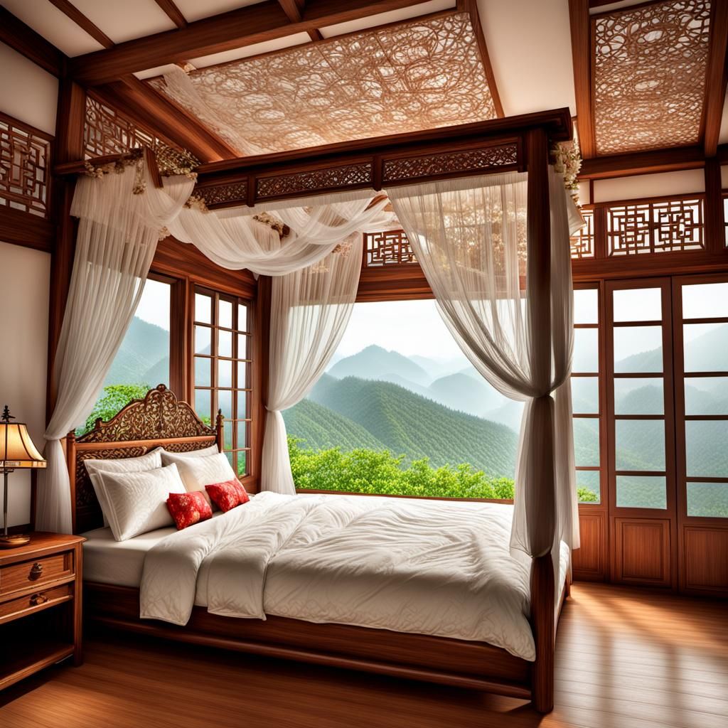 Festive Wedding Room with Mountain View