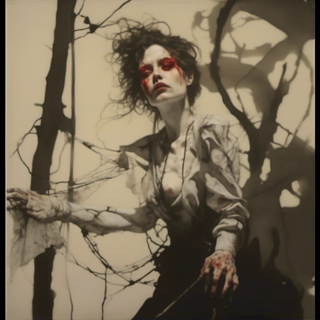 Ethereal Thunderstorm with Faces, Watercolor and Ink