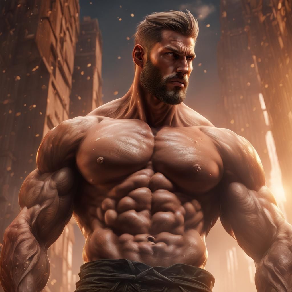 Muscle God Portrait: High Definition Fantasy Concept Art