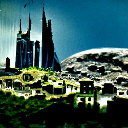 City on Moon with Earth inn the Background