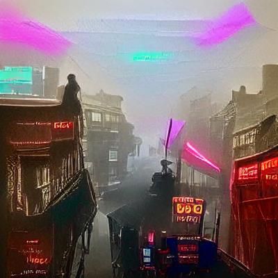 1880s misty London street