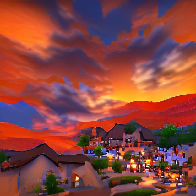 Rouge sunset valley village.