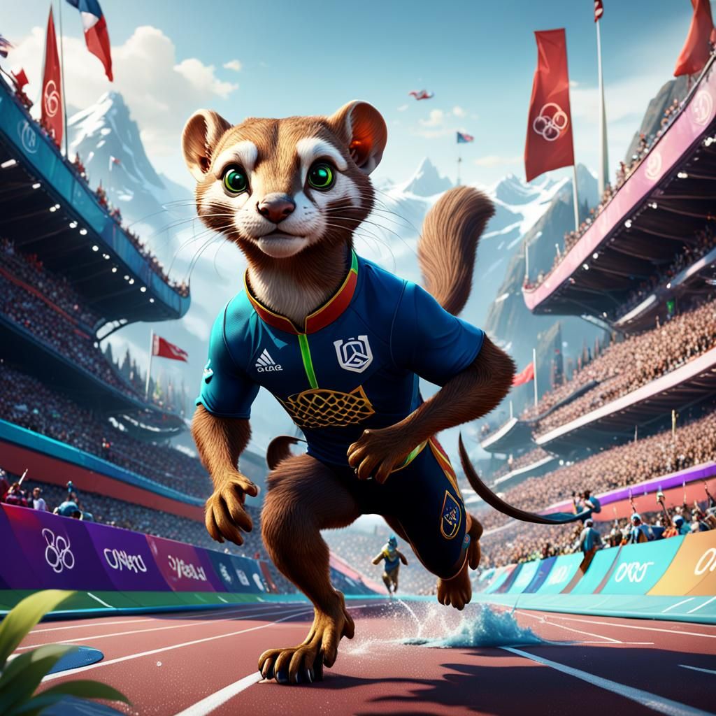 Weasel takes part in Olympic race  by @Amora