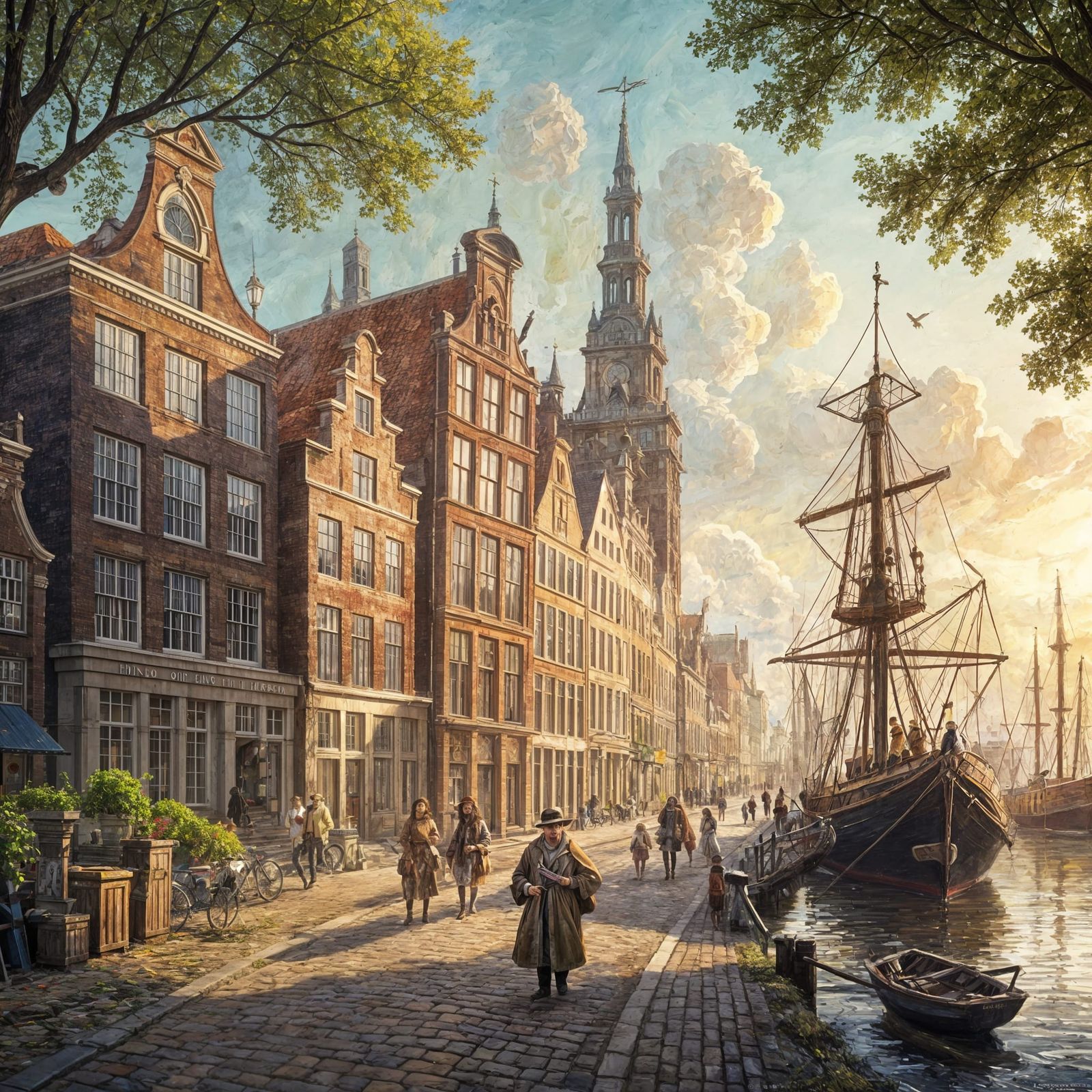 Dutch Golden Age City in Springtime Splendor