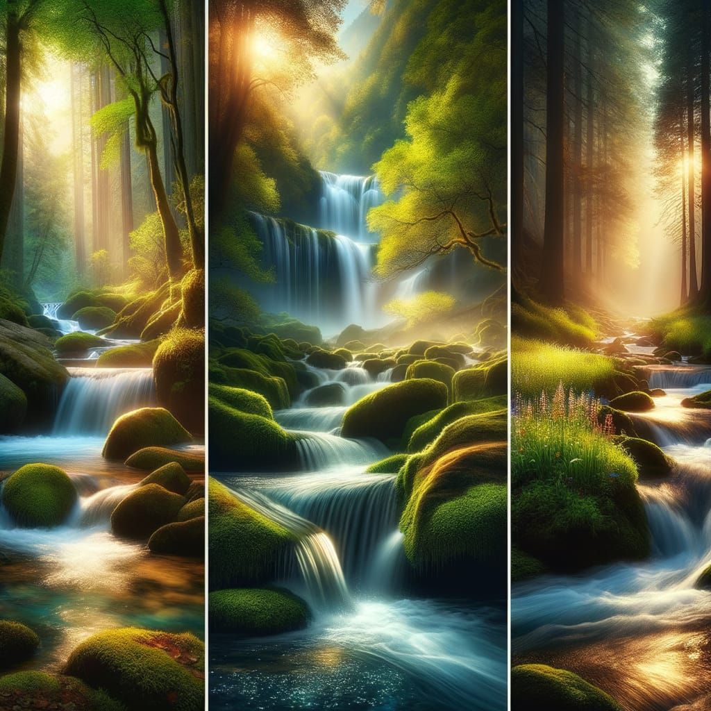 Serene Water Streams in Diverse Landscapes