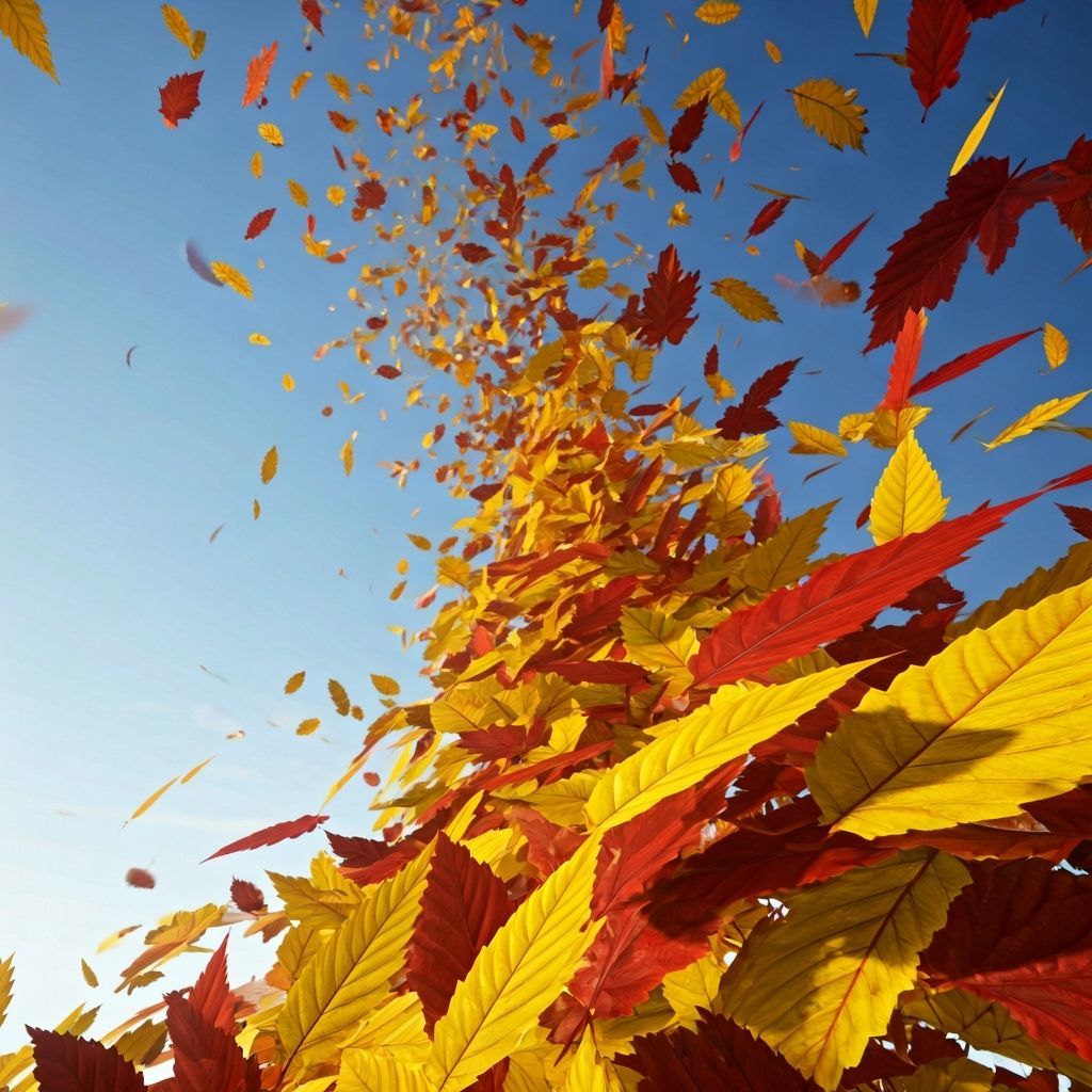 the leaves are falling i look up and see how they fly autumn yellow red crimson multi-colored the wind is spinning it such a beautiful autum...