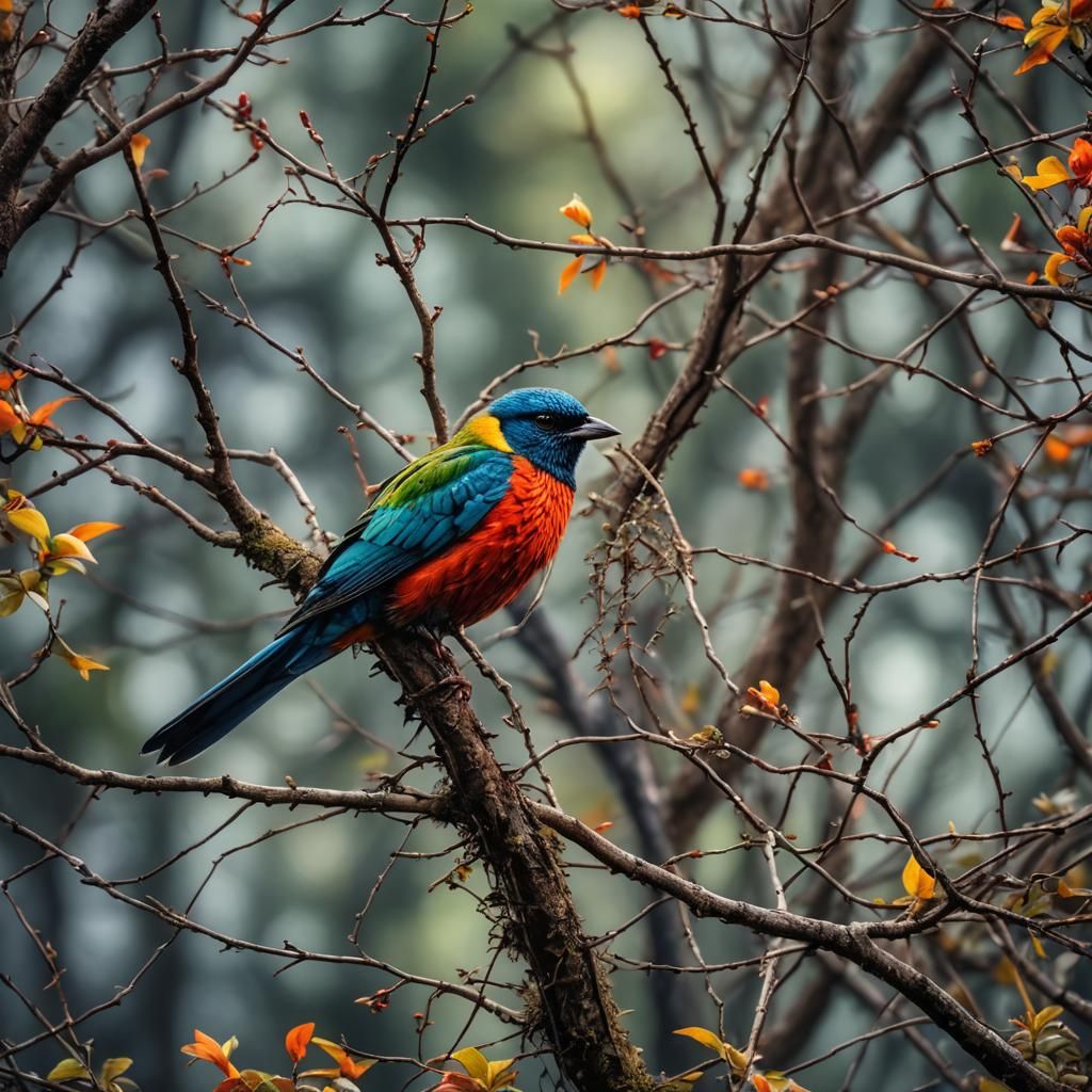 Majestic colorful bird