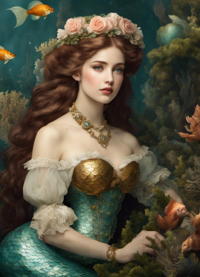 Beautiful young Victorian Mermaid