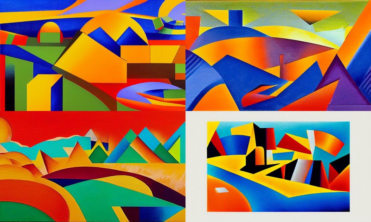 Landscape in the style of Cubo-Futurism