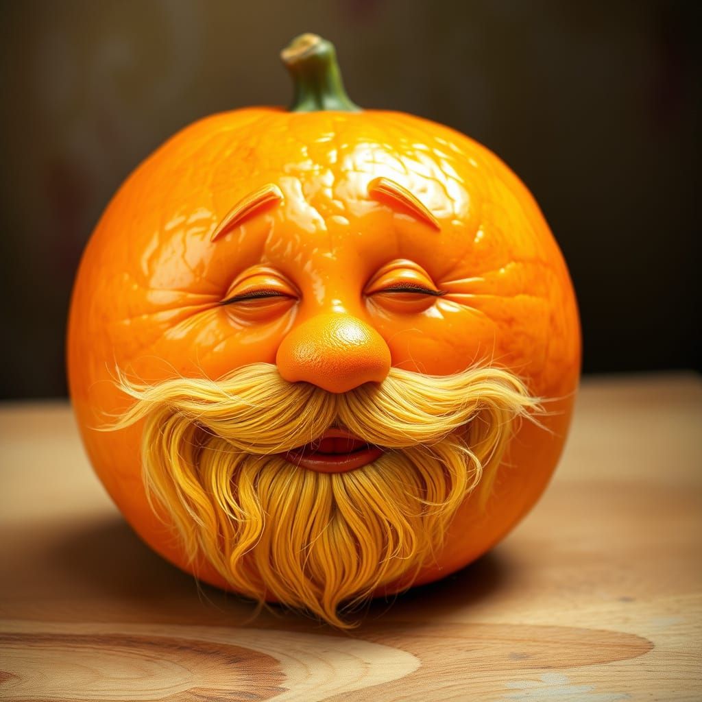 an orange with a mans face  by @Cobaltace