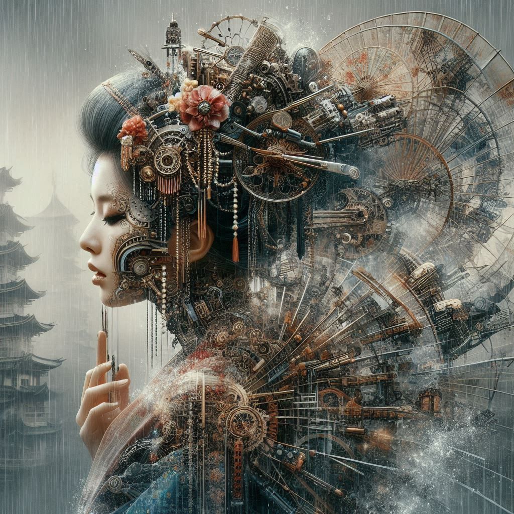 double exposure beautiful fantasy portrait landscape..