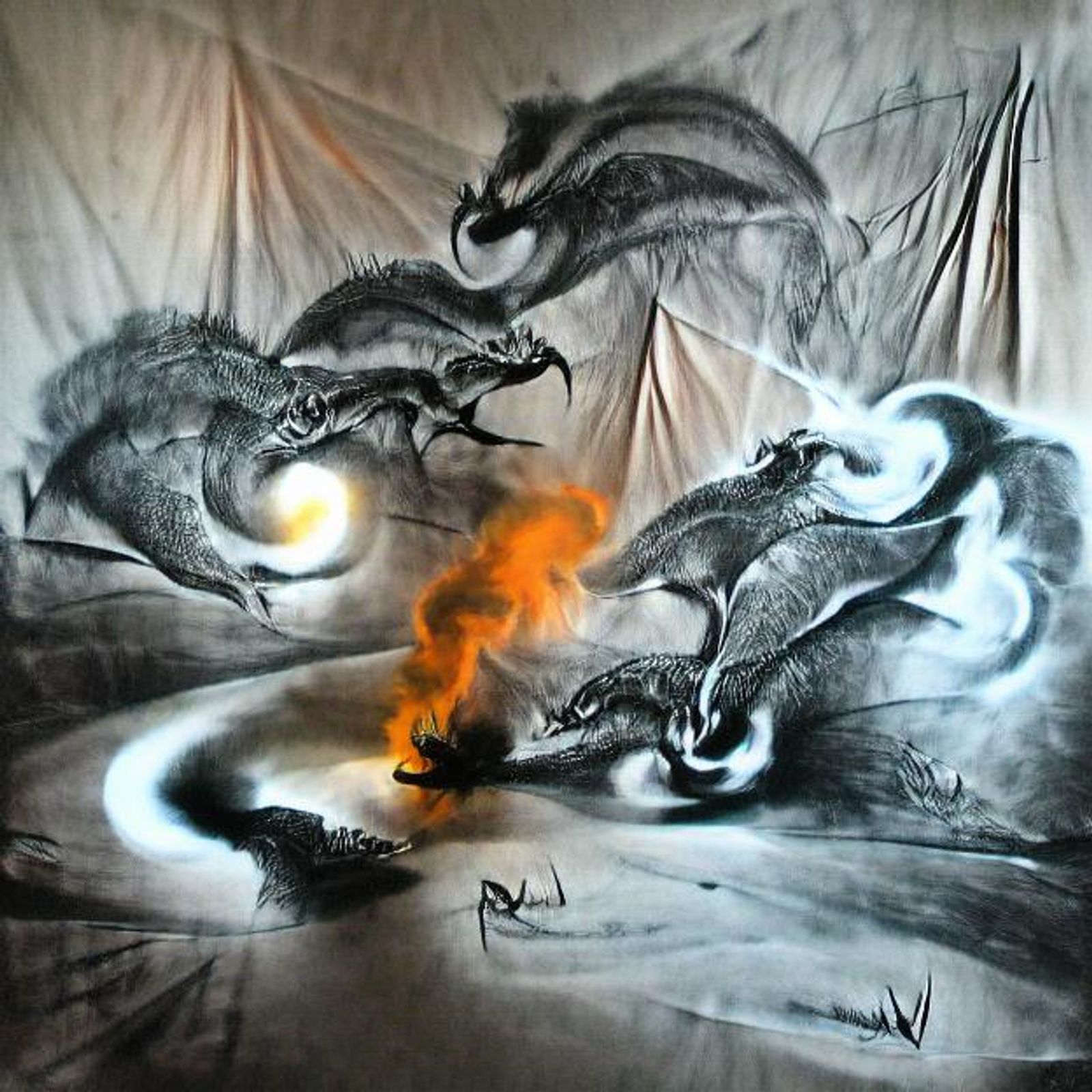 drawings of dragons blowing fire