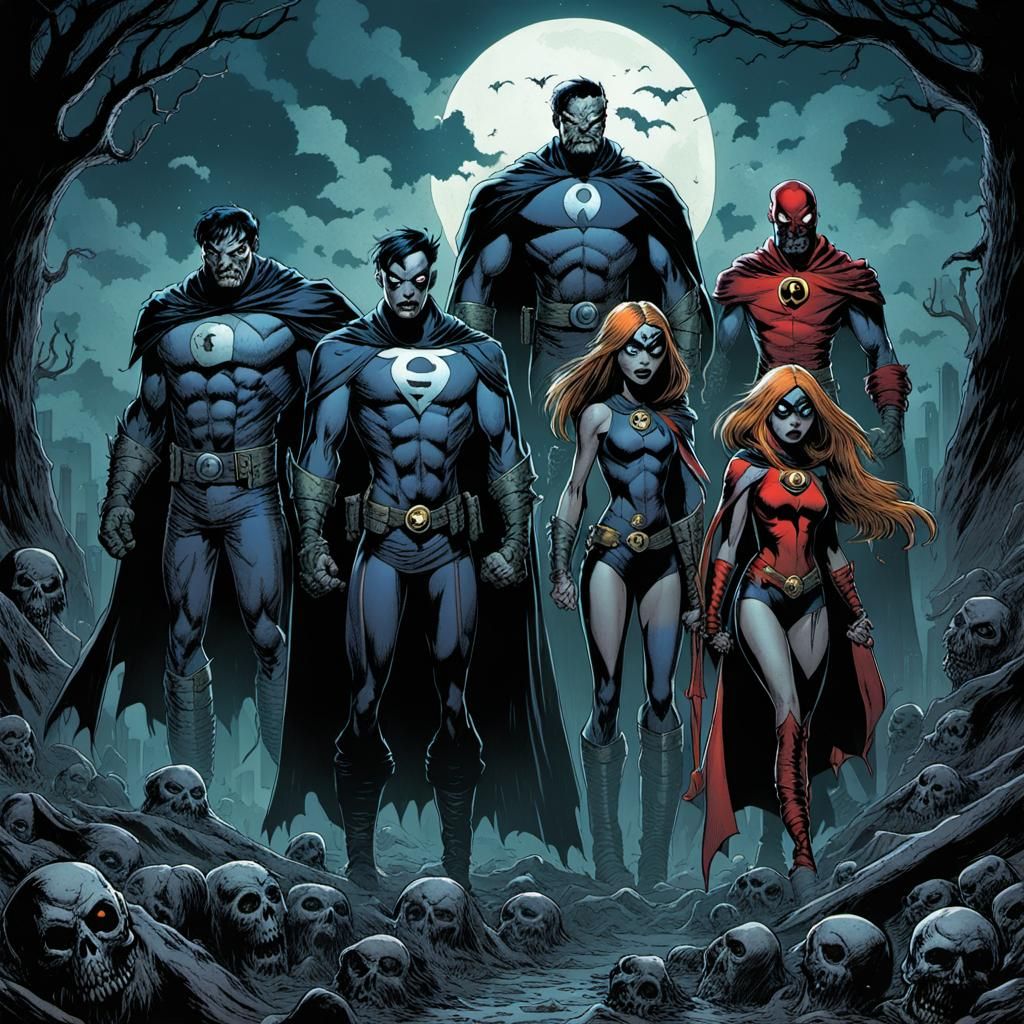 Teen Titans in Dark Gothic Horror Style