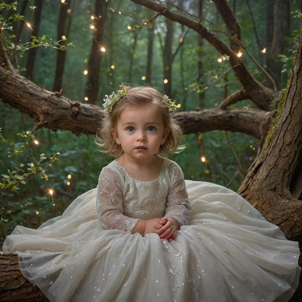 A captivating photo of a baby girl with captivating green ey...