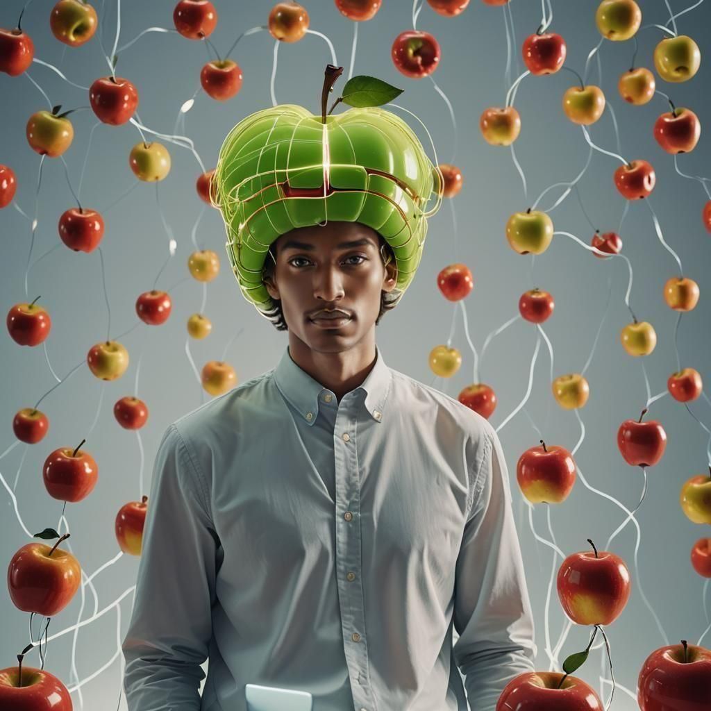 Apple Obsessed Man: A Surreal Portrait