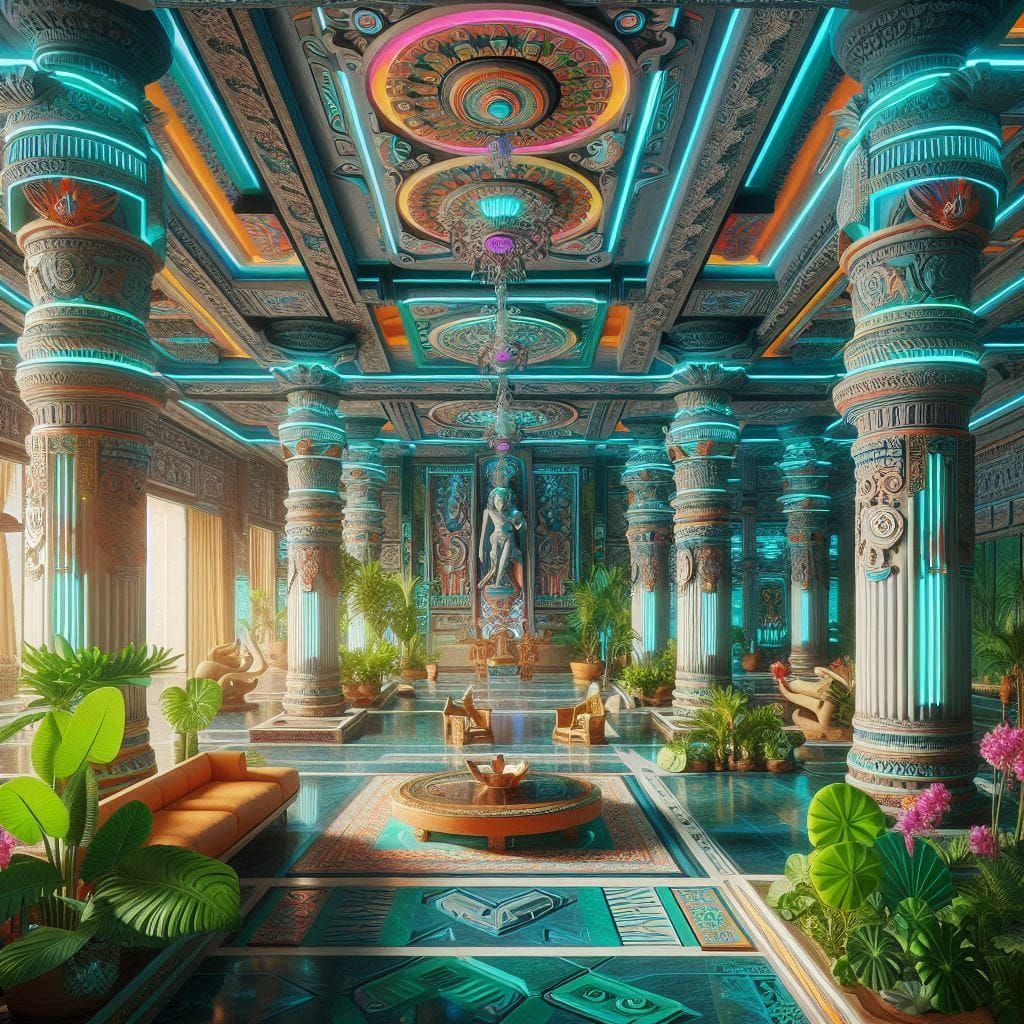 A  retro-futuristic royal hall