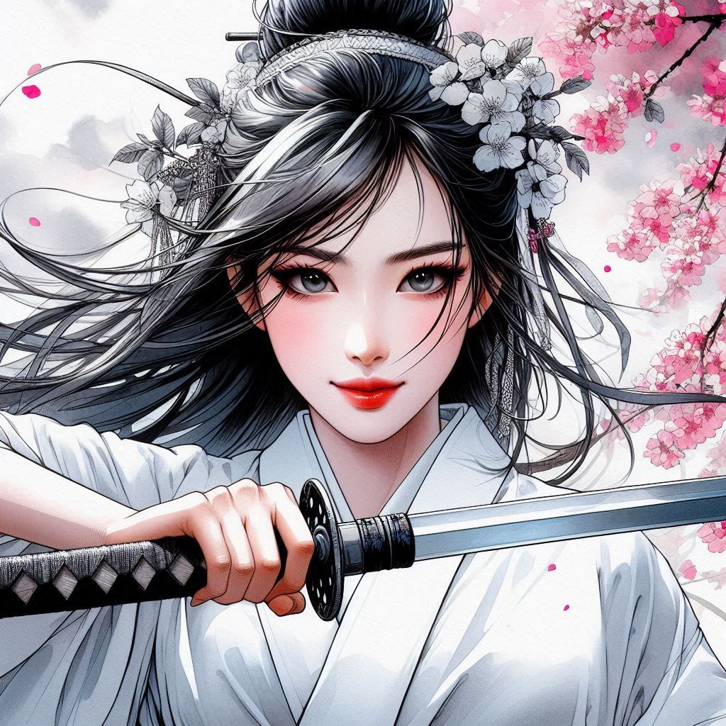 Lady samurai by DALL-E 3