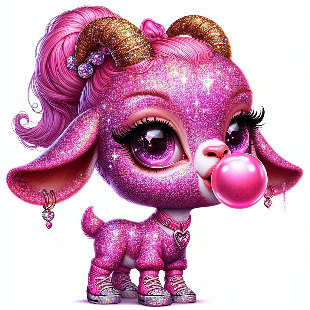 Pink Glitter Covered Goat