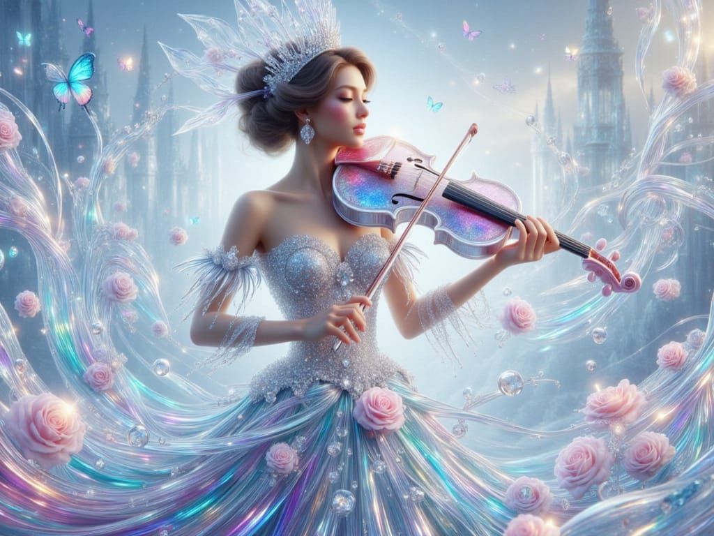 <lora:FiosCrystalTears:1.0> Lady Rebecca plays Violin