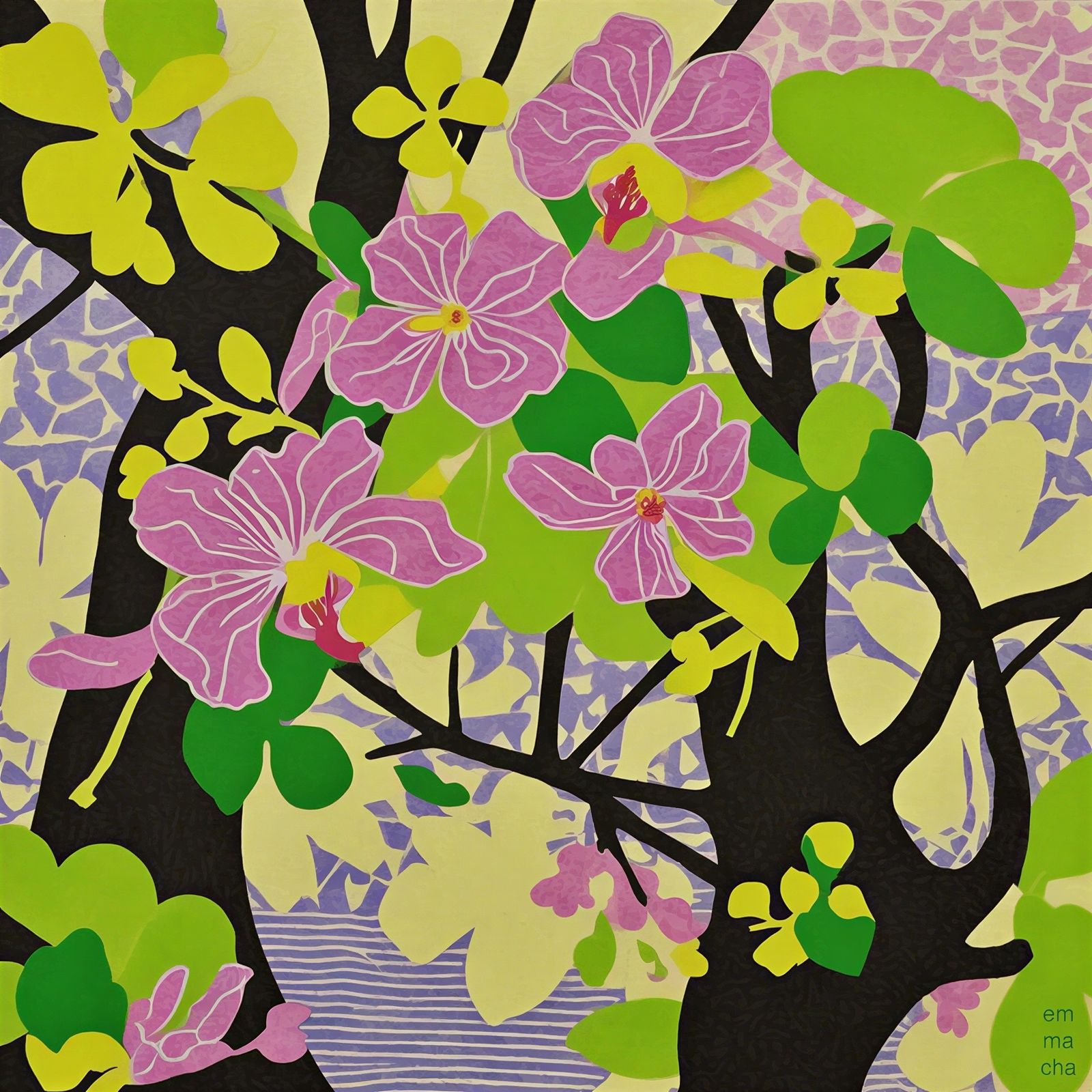 Spring Celebration in Pop Ukiyo-e