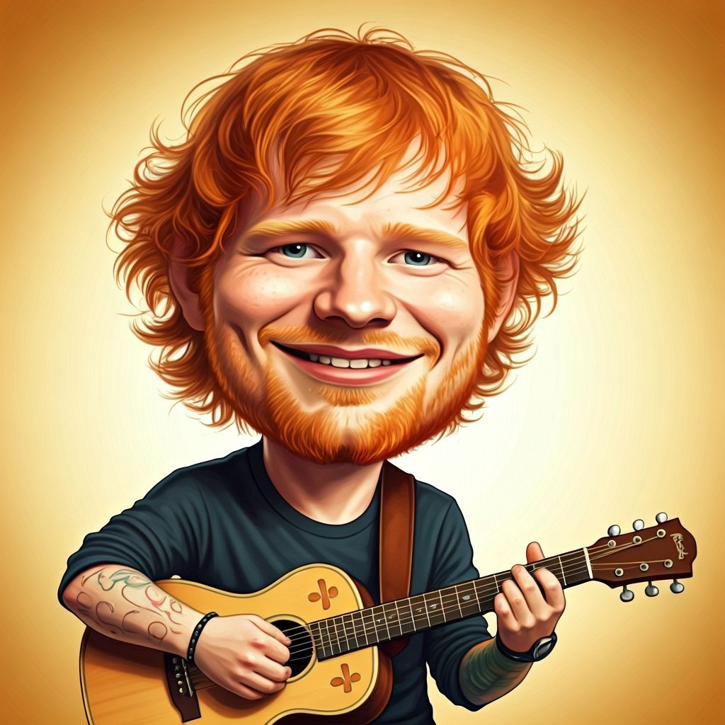 Caricature of Ed Sheeran