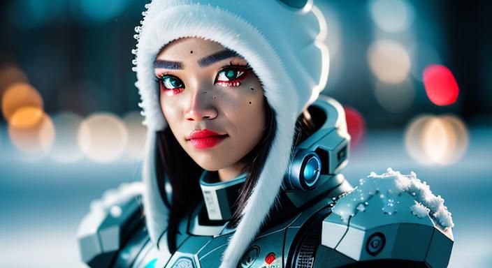 Cyborg Snow, 

👁️ ,

Professional photography, bokeh, natur...