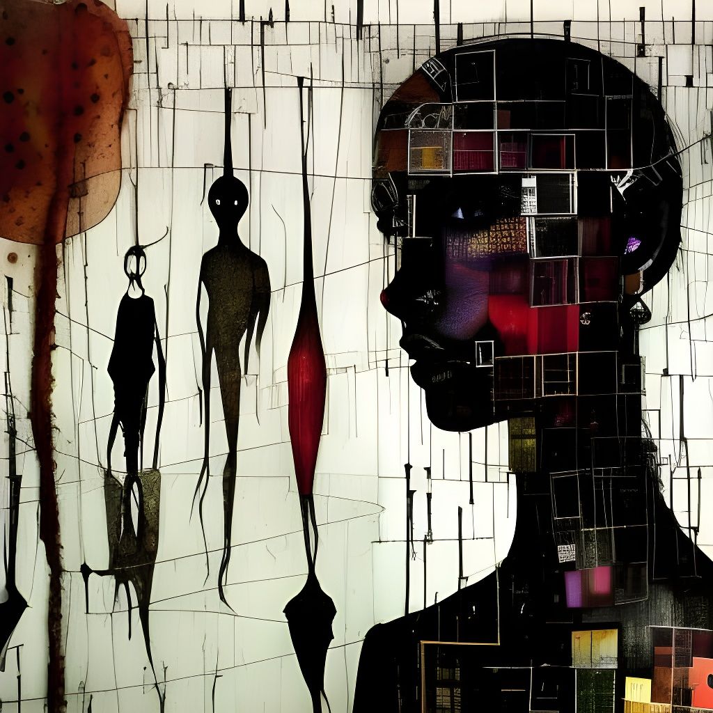 Claymation Woman Portrait with Bioluminescence and Ink Drips