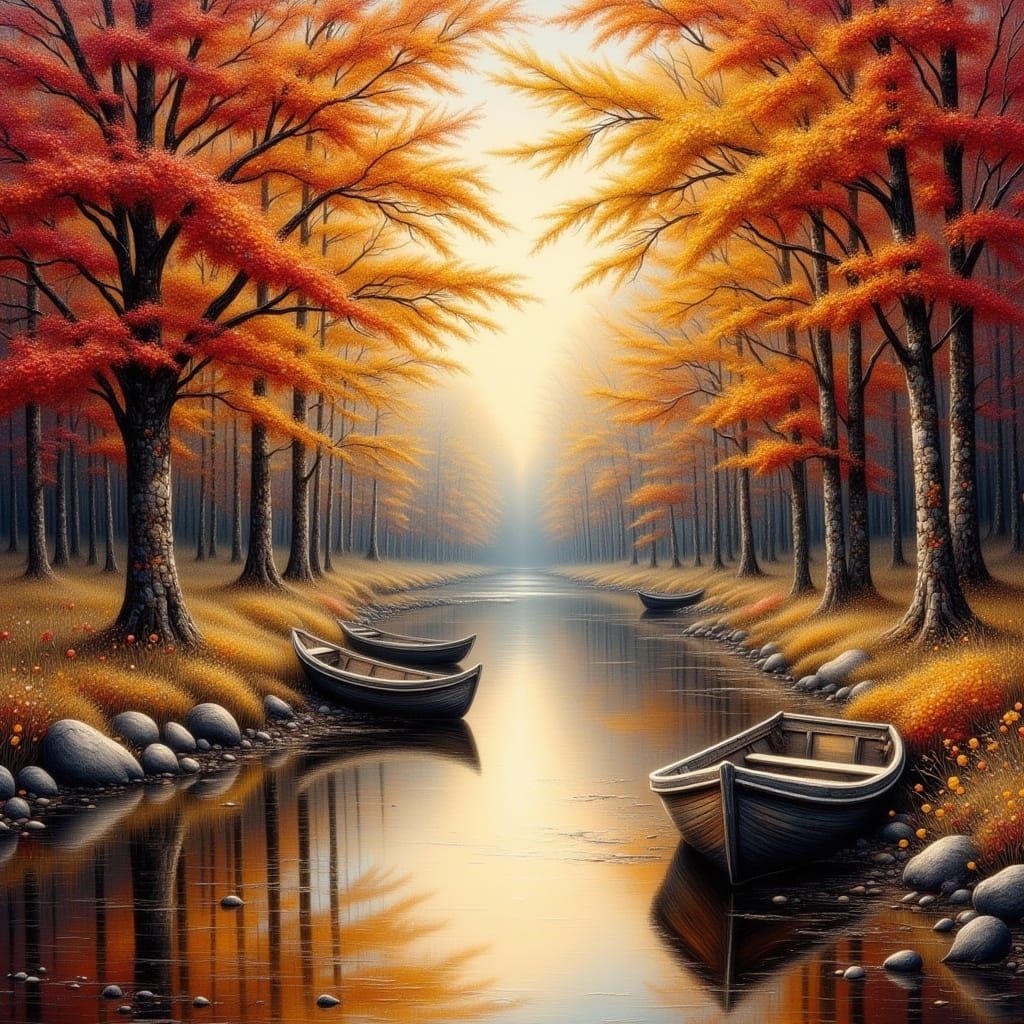 Autumn leaves and boats  by @Telina         
