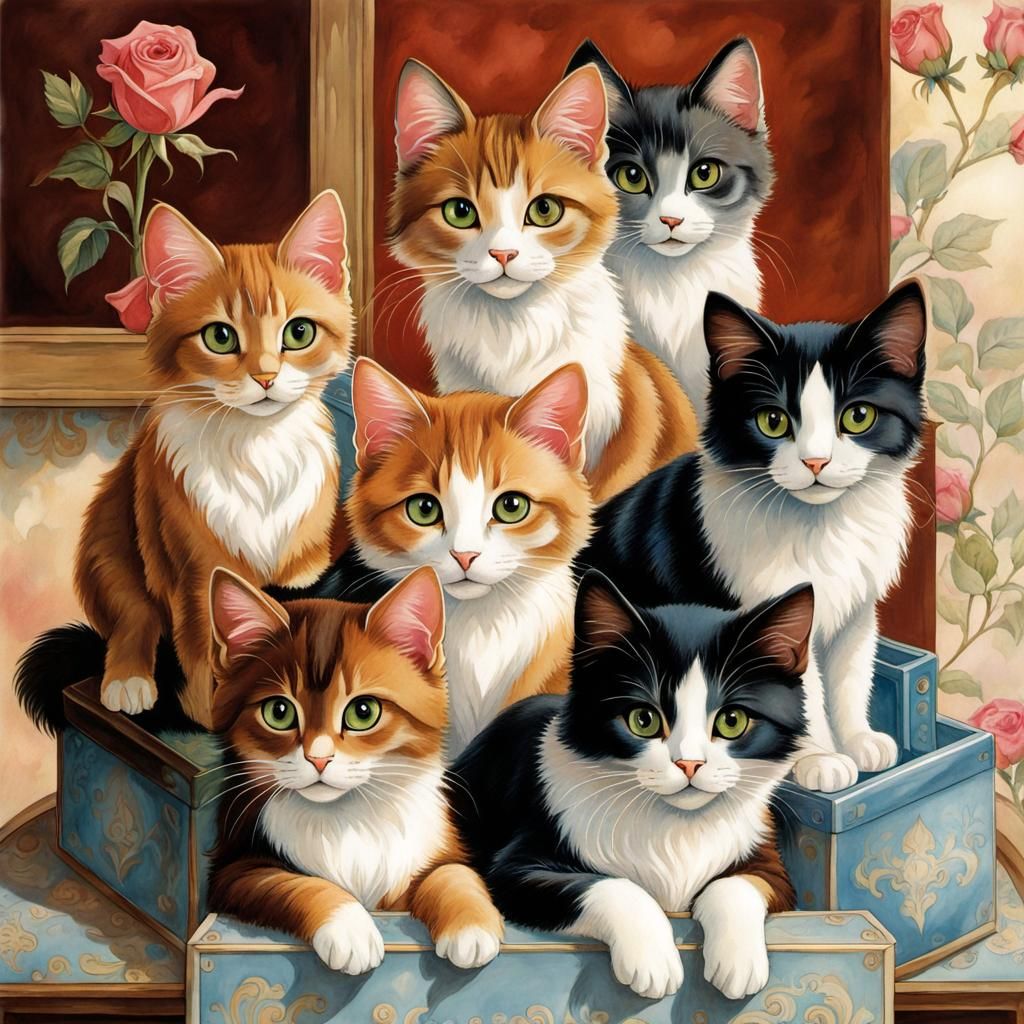 Cats and roses 🌹