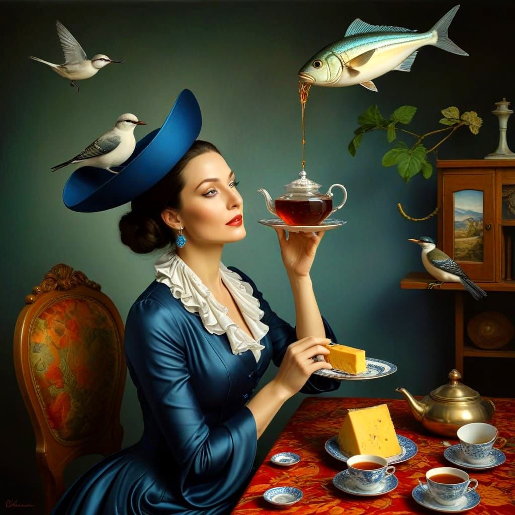 Elegant Women in Vibrant Surrealistic Landscapes