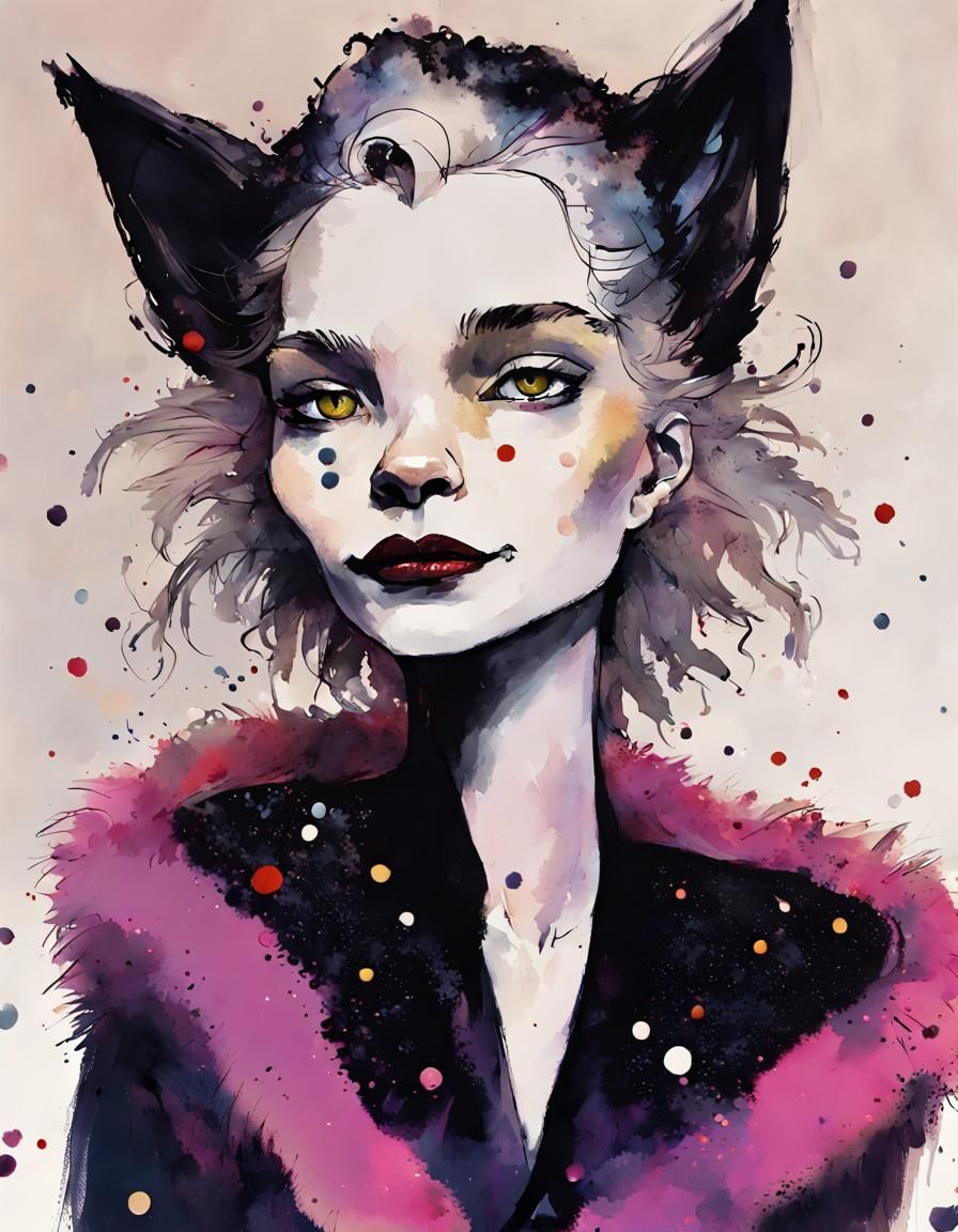 Night cat queen, fashionable edition. AI Generated Artwork