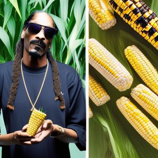 Snoop Dogg with corn on the cob - AI Generated Artwork - NightCafe Creator