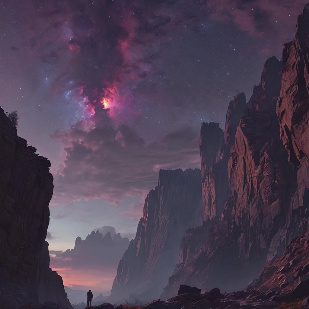 Cosmic Cliffside: Epic Digital Matte Painting