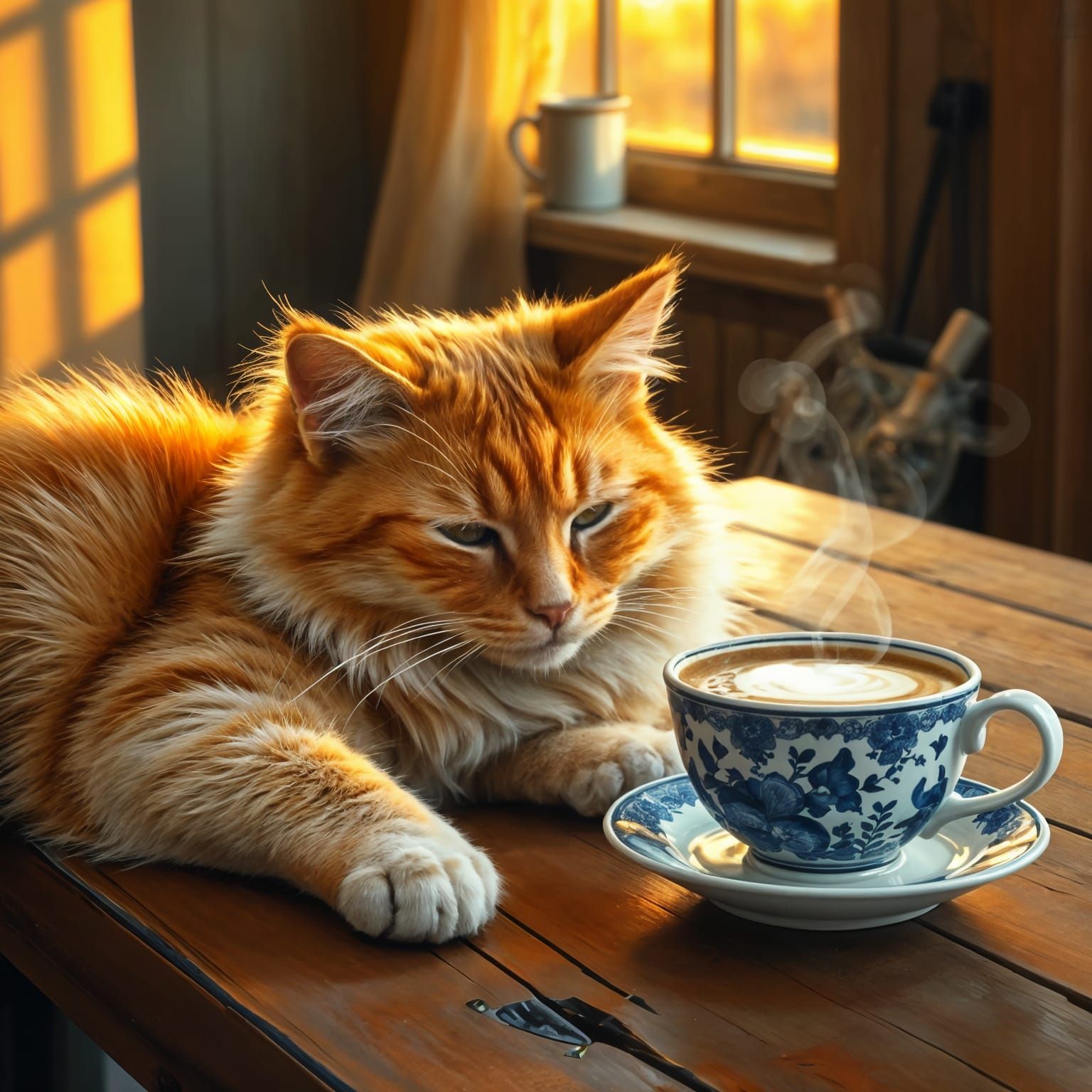  A purring friend and coffee are here to listen  by @Tiny Pearl Cat