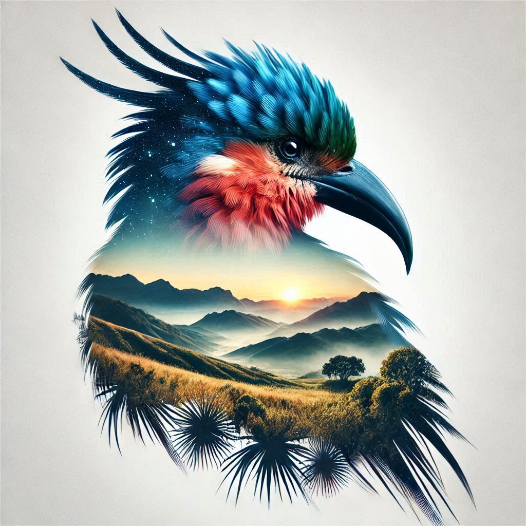 double exposure beautiful fantasy DALL-E 3 portrait landscape..